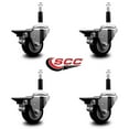 thumbnail image 2 of 3 Inch Black Poly Swivel 7/8 Inch Expanding Stem Caster Set with Brake SCC, 2 of 2
