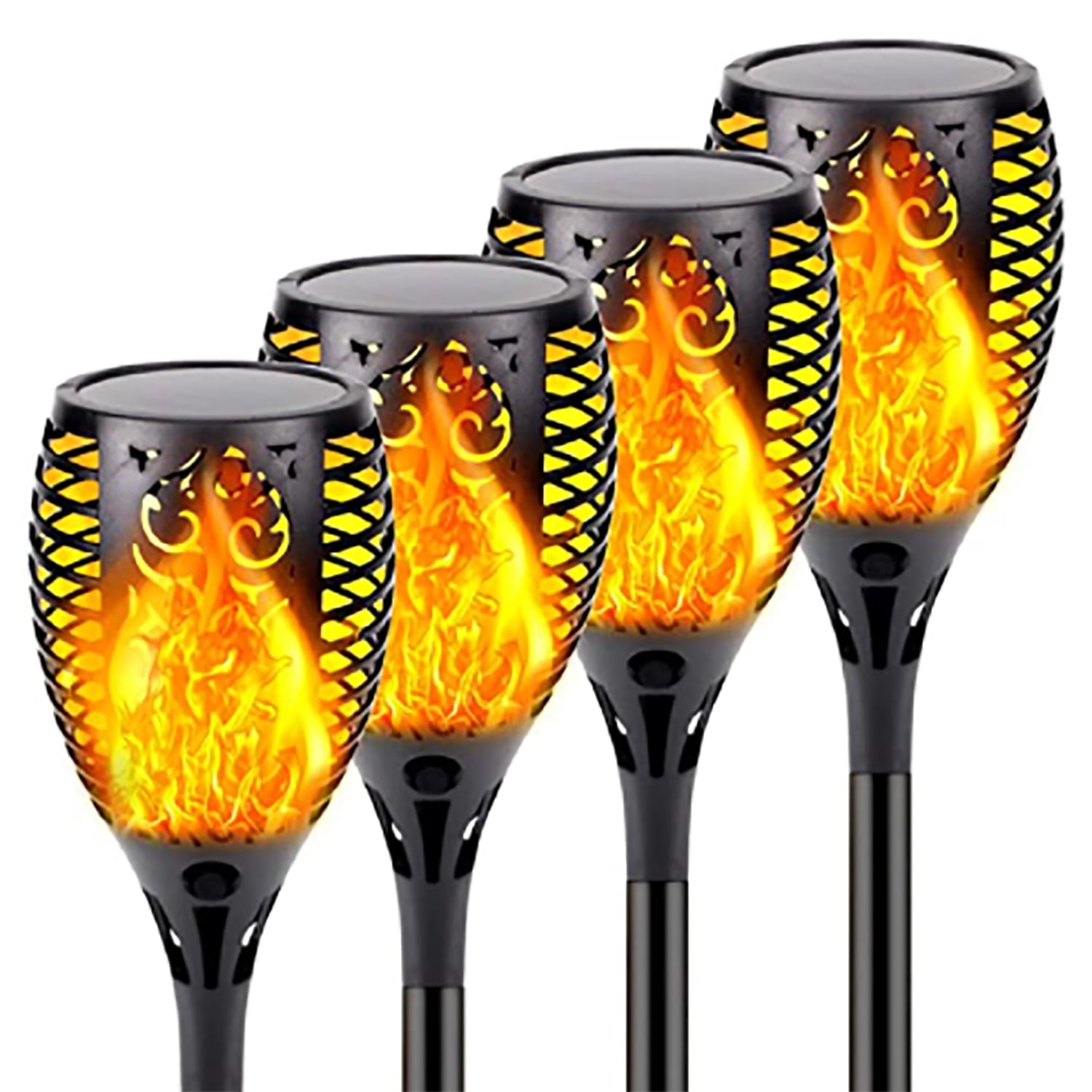2 Packs Solar Torch Light with Flickering Flame Shinmax Dancing Flame Torch Lights Outdoor 96 LED Auto On/Off Dusk to Dawn IP65 Security Decoration Lights for Waterproof Garden Pathway&Patio Driveway 