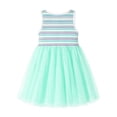 thumbnail image 6 of HILEELANG 2-8 Toddler Little Girls Tulle Dress Mint Green Sleeveless Ribbed Stripe Top Spring Summer 5 Years, 6 of 13