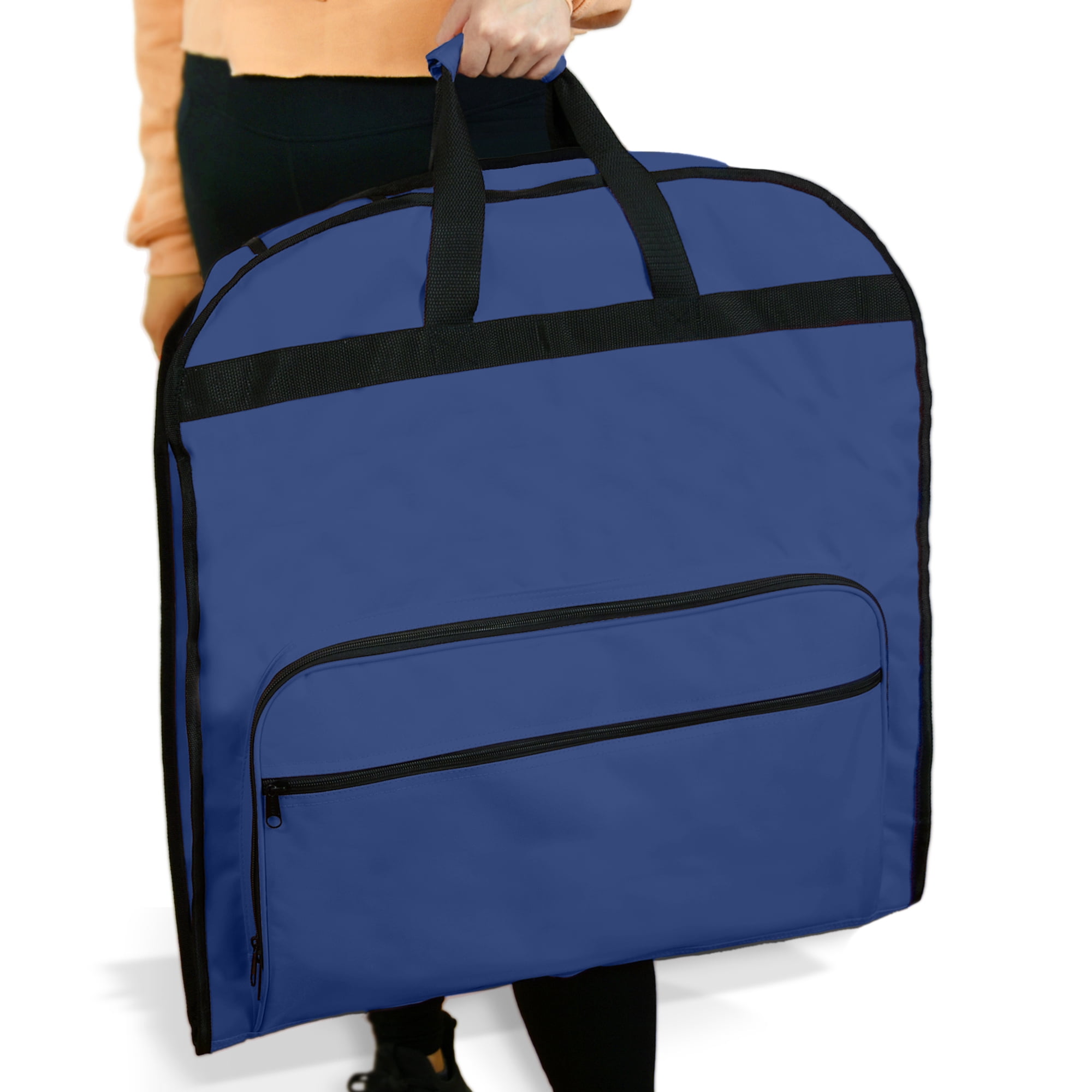 DALIX 60" Professional Garment Bag Cover for Suits Pants and Gowns Dresses (Foldable) Navy Blue