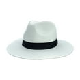 thumbnail image 2 of Xysaqa Womens Mens Wide Brimmedmed Straw Panama Hat Fedora Summer Beach Sun Hat Sun Protection Straw Hat for Women (1PC), 2 of 2