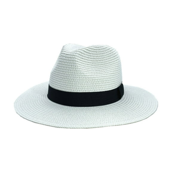 IROINNID Sun Hat for Women and Men Classic Straw-Hat Classic Versatile Leisure Beach Sun Hat,White