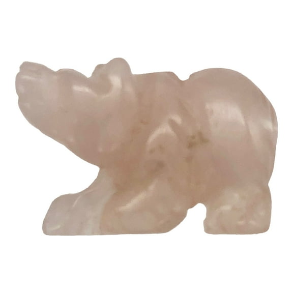 Roar Hand Carved Natural Rose Quartz Bear Figurine | 21x11x8mm | Pink | 1 Figurine