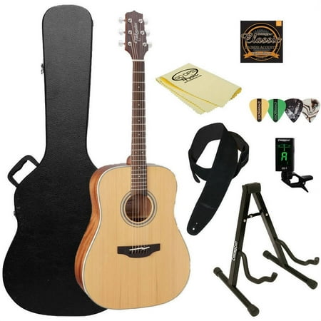 Takamine GD20 Dreadnought Acoustic Guitar with ChromaCast Acoustic Hard Case and Accessories, Natural