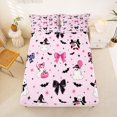 thumbnail image 5 of Manfei Pink Bownot Ghosts Bed Sheets,Halloween Theme Pattern Full Size Sheets,4pcs,1 Flat Sheet, 1 Fitted Sheet and 2 Pillowcases, 5 of 6
