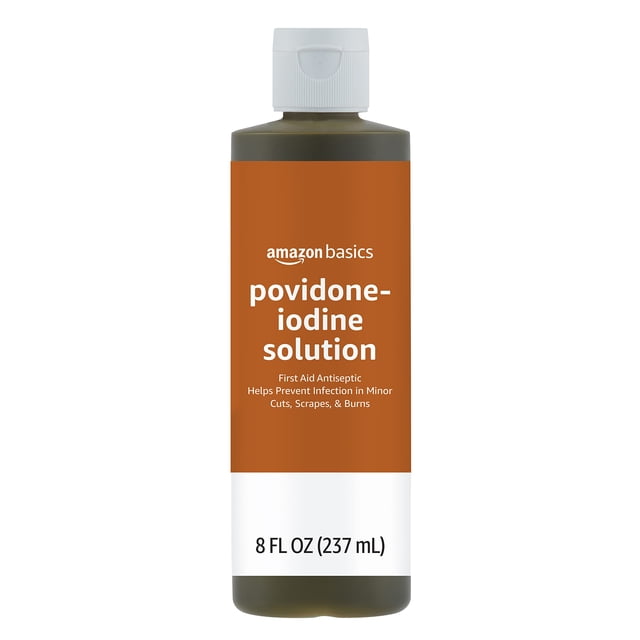 Antiséptico de primeros auxilios Amazon Basics con 10% de povidona yodada, 240 ml