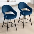 thumbnail image 2 of Foreate Velvet Swivel Barstools Set of 2, 26" Seat Counter Height w/ Hollow Mid-Back Metal Legs, Upholstered Modern Kitchen Pub Island Stools Bar Chairs, 2 of 12