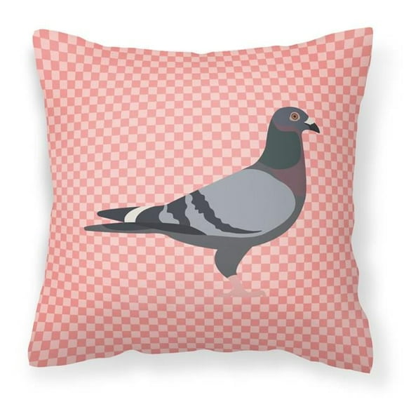 Carolines Treasures BB7951PW1414 Racing Pigeon Pink Check Fabric Decorative Pillow, 14 x 14 in.