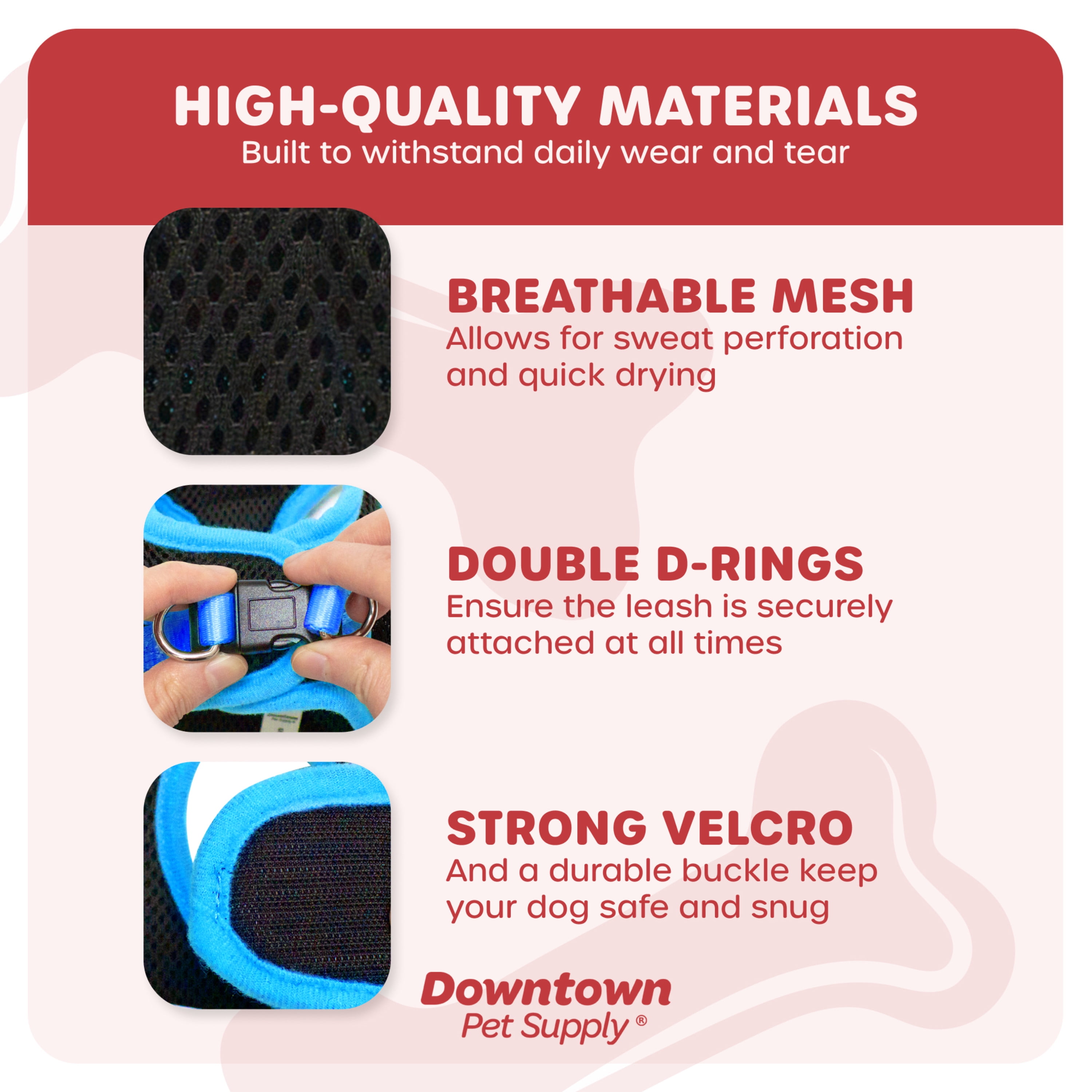 Downtown Pet Supply Step In Dog Harness For Small Dogs No Pull, Large, Black w/ Cobalt Blue Trim