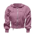 thumbnail image 4 of Zip Up Hoodie Women Fitted Ribbed Workout Gym A Short Long Sleeved Hooded Sweatshirt With High Pockets And Full Zippers For Women, 4 of 5