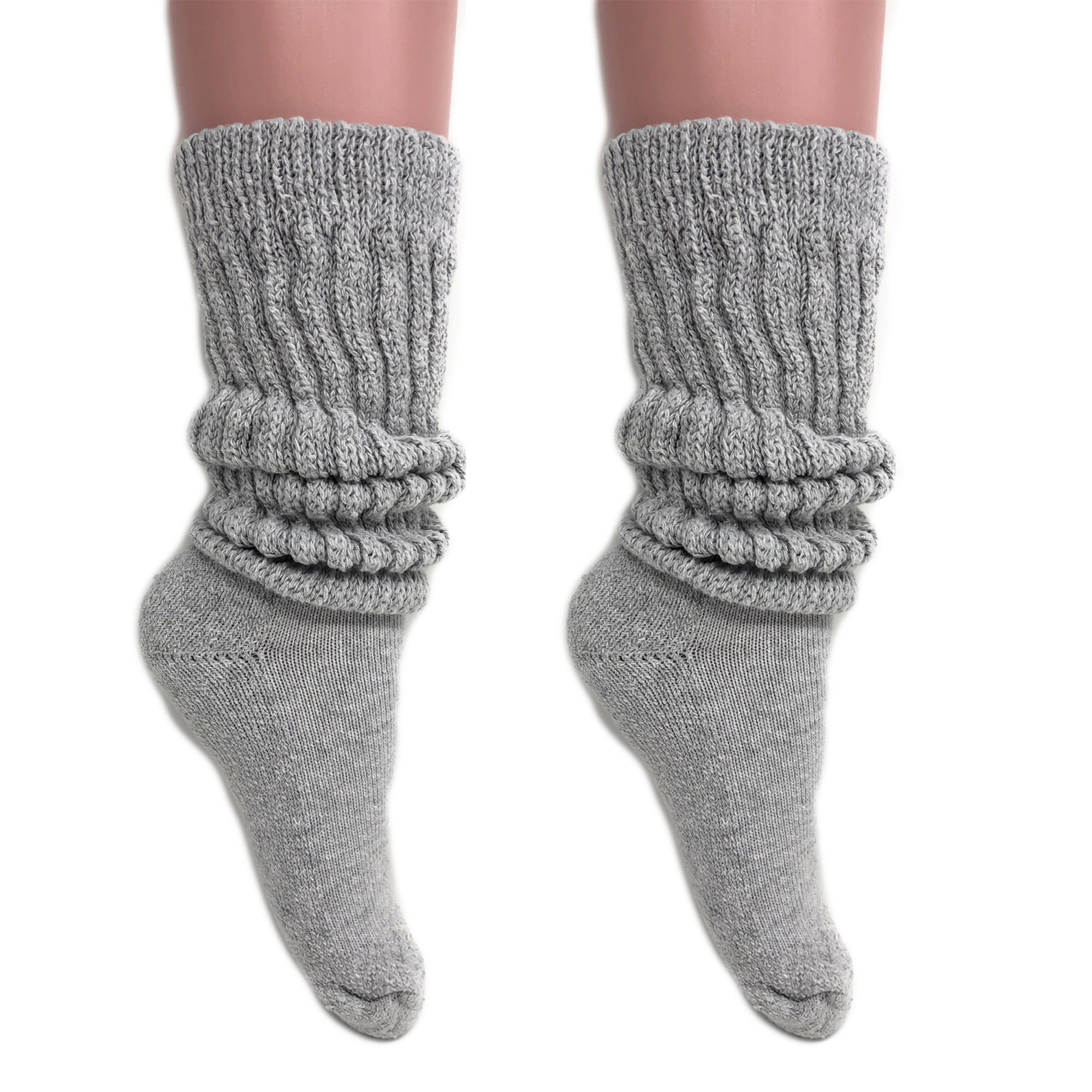 AWS/American Made Extra Long Heavy Slouch Socks Gray 2 Pair Size 911