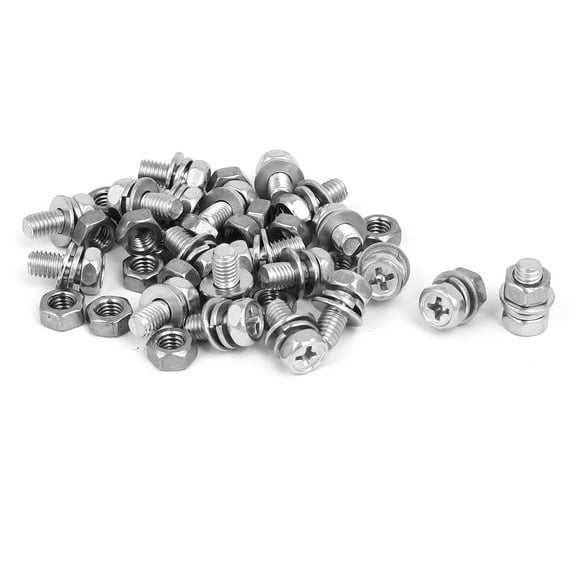 M5 x 10mm 304 Stainless Steel  Hex Head Bolts Nuts w Washers 20 Sets