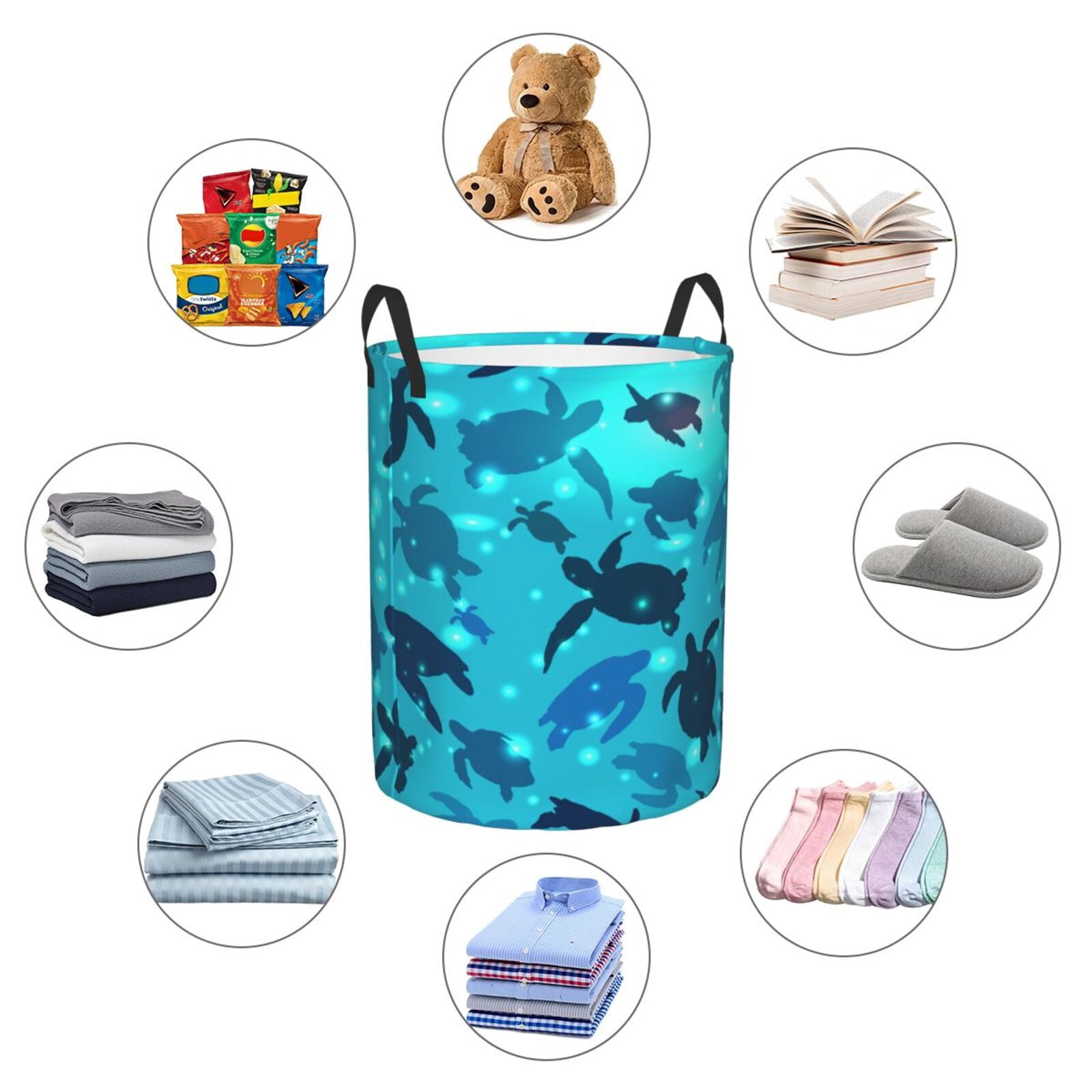 Large Laundry Basket with Handles - World Turtle Day Kids Baby Dirty Clothes Laundry Hamper for Bedroom Aesthetic