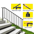 thumbnail image 3 of Wrought Iron Outdoor Handrail Stair Railing Kit for 4-5 Steps, Black, Adjustable Angle, 3 of 6