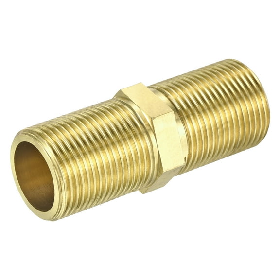 Uxcell G3/4 Male Thread Brass Pipe Fitting 70mm Length Hex Connector Pipe Adapter