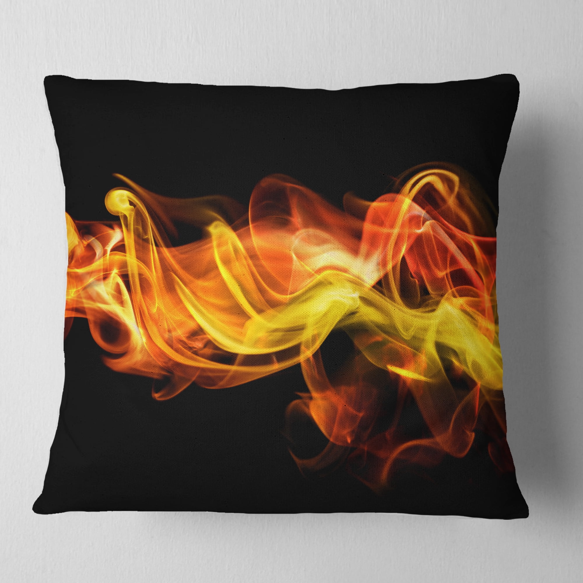 Designart Vibrant Yellow Red Waves - Abstract Throw Pillow - 16x16