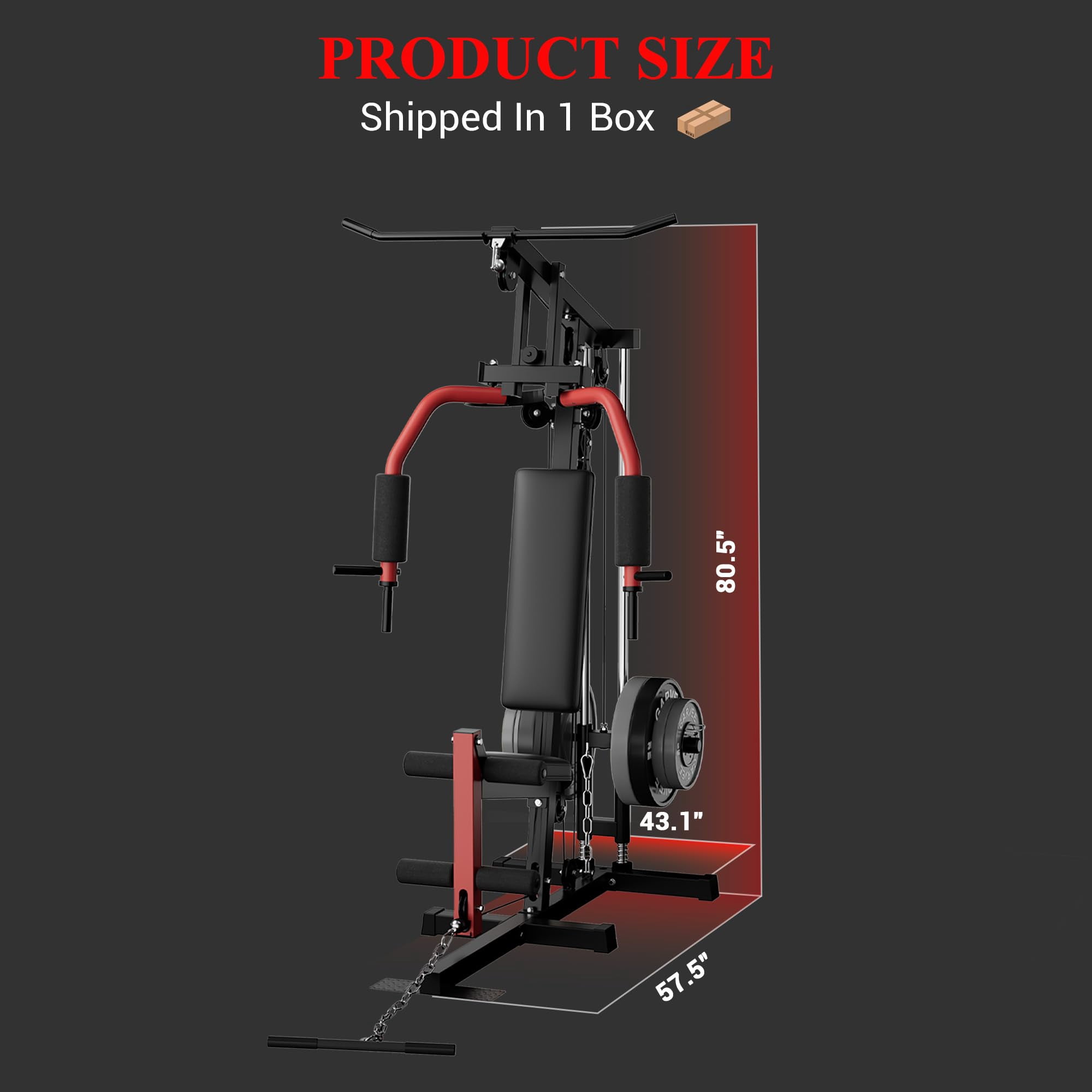Yeshouse 400 lb Home Gym Machine, Full Body Workout Station with Pulley System, Fits 1" & 2" Plates (Plates Not Included)