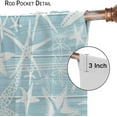 thumbnail image 6 of Starfish Blackout Curtains Vintage Farmhouse Blue Wooden Background Shells Starfish Seahorse Coral Ocean Beach Themed Rod Pocket Window Curtains for Home Decor 55x63in, 6 of 6