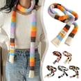 thumbnail image 3 of Wmool With Warm Color Splicing Contrast Striped Scarf Long Narrow Scarves Winter, 3 of 8