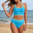 thumbnail image 4 of UTSJKR Women's 2026 New Solid Two Piece Bikini Set, European Slim Fit Trendy Bathing Suit, Cross Border Beach Swimwear Blue S, 4 of 6