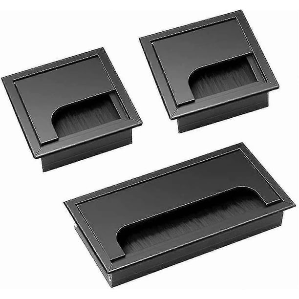 Cable Pass-through Cover 3 Pieces Square Cable Pass-thru Built-in Desktop Alloy Desktop Cable Cover Cable