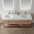 thumbnail image 6 of Vinnova Alistair 72" White Grain Stone Top with Mirror in North American Oak, 6 of 10