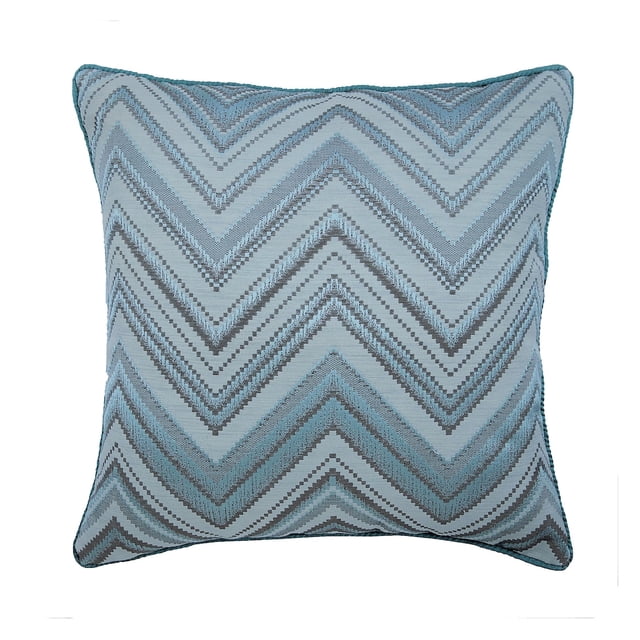 Fundas de cojín azules para sofá, 55 x 55 cm, con bordado de jacquard de seda y chevrones, para cama y sofá.