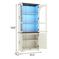 thumbnail image 3 of 75" Tall Pantry Cabinet with 2 Arch Glass Doors & LED Lights, Farmhouse Kitchen Storage Cupboard Display Cabinet Bookcase with Adjustable Shelves for Home Office, 3 of 10