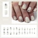 thumbnail image 4 of 24 Pcs French Tip Stick On Nail Glittering False Nail Short Square Press On Nail Solid Color Artificial Acrylic Nail, 4 of 4
