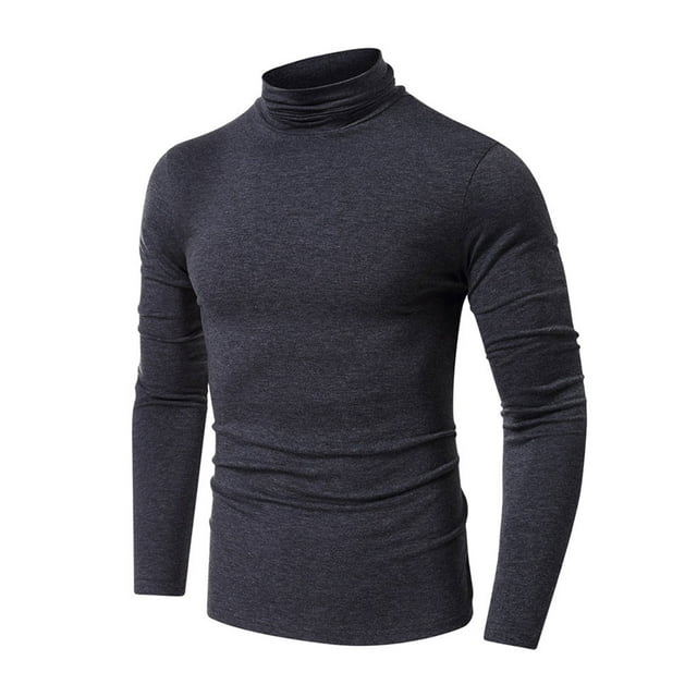 xiaxaixu Chandail de Base pour Homme, T-shirt Décontracté à Col Roulé à Manches Longues Couleur Unie