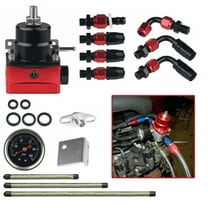 Black-Red Adjustable Fuel Pressure Regulator Kit Oil 0-100psi Gauge -6AN AN6