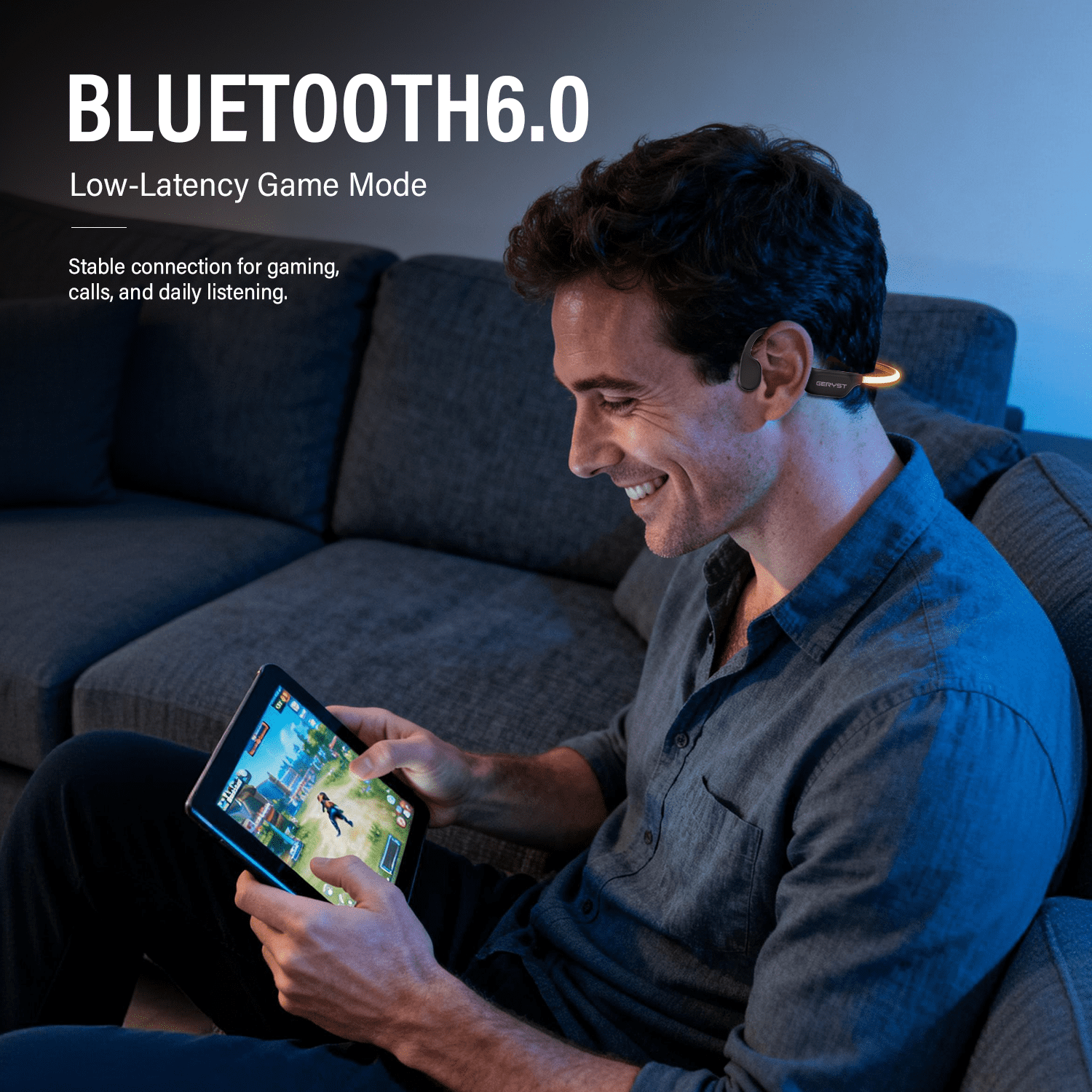 Bone Conduction Headphones Bluetooth 6.0 Open Ear Headphones with Dual Driver Sound, LED Safety Light, Game Mode & Dual Device Connection, IP67 Sport Headphone for Night Running, Cycling, Workout thumbnail 6