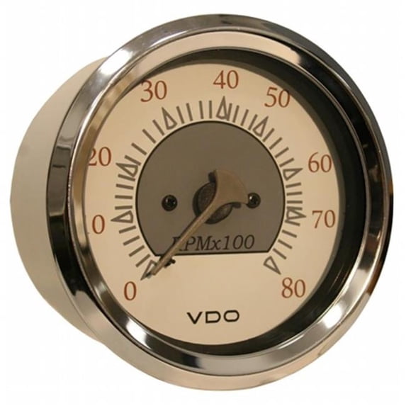 VDO 333-13295 Allentare White & Grey 8000RPM 3.37 in. Outboard Tachometer, 12V, 12V