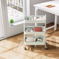 thumbnail image 5 of MCQ Metal Rolling Cart, 3 Tier Utility Mobile Storage Cart with Lockable Caster Wheels for Livingroom, Bathroom, Kitchen, Green, 5 of 5