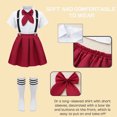 thumbnail image 5 of YUUMIN Girls School Uniform Suit Short / Long Sleeve Bow Tie Blouse Top A-Line Mini Pleated Skirt and Type B Burgundy 170, 5 of 6