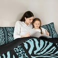 thumbnail image 5 of Homewish Leopard Zebra Print 3-Piece Full Size Comforter Sets for Teesn Female Men,Geometric Stripes Bedding Comforter Set,Black Teal Lightweight Bedding Sets,Ultra Soft Home Decor,Reversible, 5 of 8