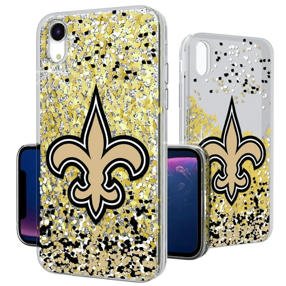 New Orleans Saints iPhone Glitter Case with Confetti Design