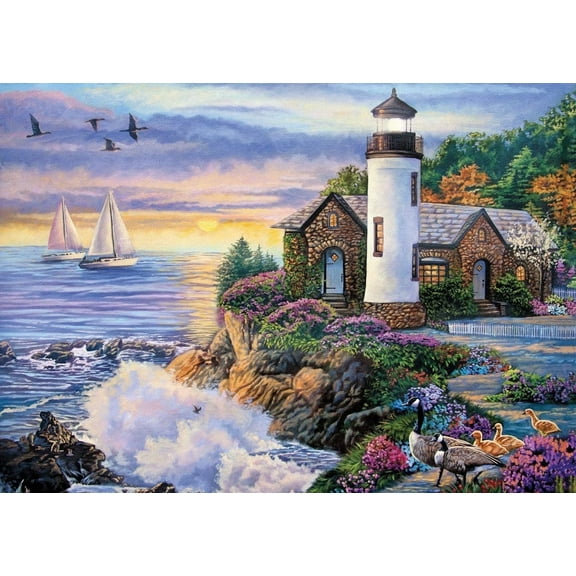 Bits & Pieces 3000-Piece Perfect Dawn Lighthouse Jigsaw Puzzle, 32×45″