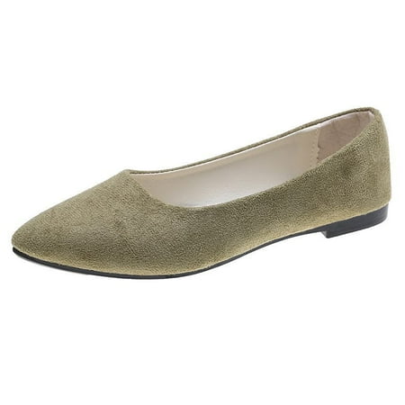 

Women s Pointed Single Shoes Female Flat Bottom Versatile Soybean Shoes Suede Work Shoes Ladybird Flat Shoes for Mens