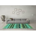 thumbnail image 3 of Ahgly Company Machine Washable Indoor Rectangle Solid Turquoise Blue Modern Area Rugs, 8' x 10', 3 of 4