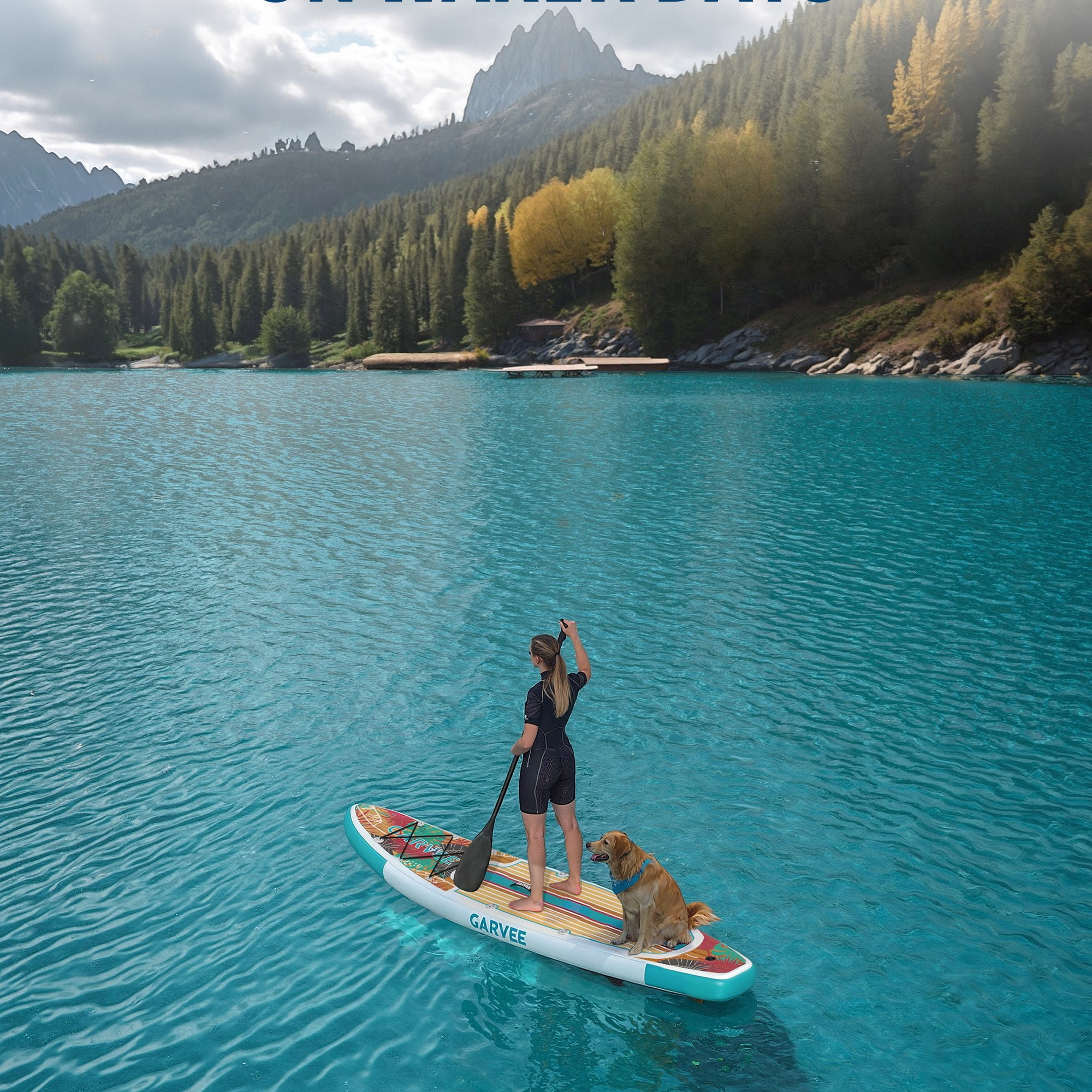 Garvee Inflatable Stand-up Paddle Board, 11' x 34'' x 6'', with Camera Mount, Green & White