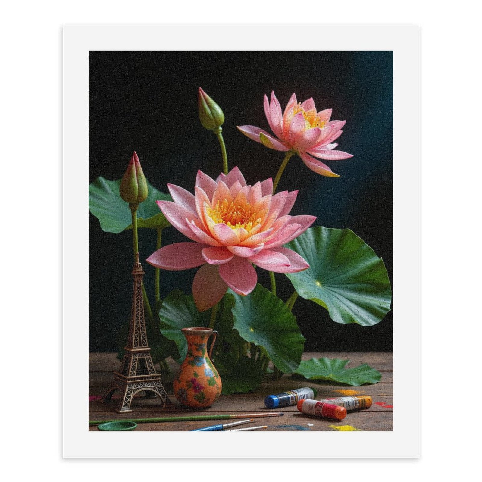 Paint By Numbers Kit for Adults Beginner - Lotus Art Model Painting Supplies DIY Canvas Painting Kits for Adults, Frameless Paint By Number for Adults for Home Wall Decor 16x20 Inch