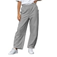 thumbnail image 6 of Bloomae Girls Wide Leg Barrel Pants Lightweight Fall Casual Elastic High Waisted Harem Pants Trendy Pull On Baggy Back to School Uniform Trousers with Pockets, 6 of 10