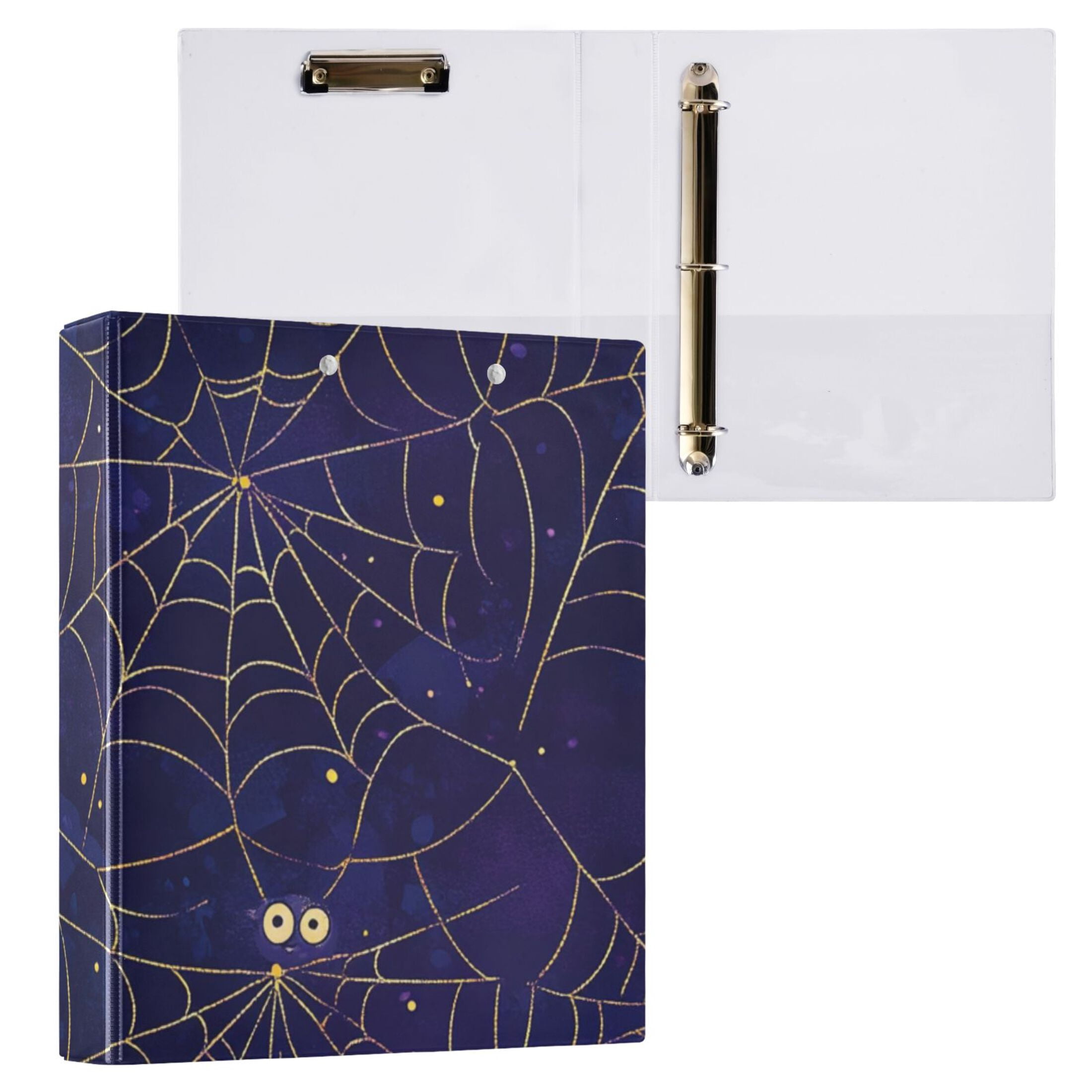 Spiders Webs 3 Ring Binders 1.5 inch Hardcover File Folders with Interior Pockets A4 Size Organizer for School Office Hospital