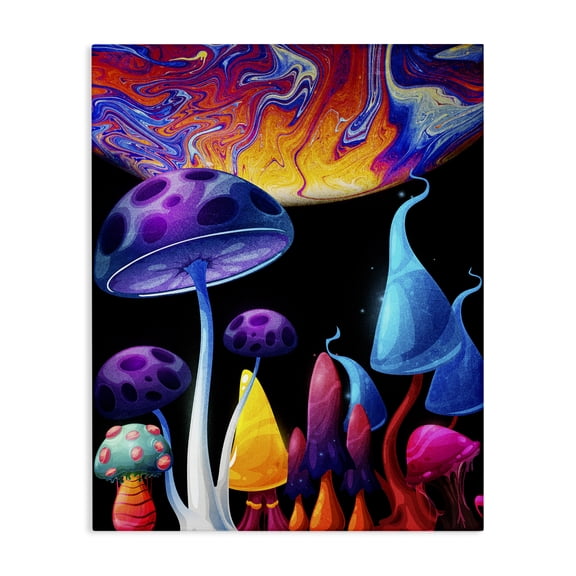 Stupell Industries Contemporary Whimsical Mushrooms in Space Canvas Art, 16 x 20, by Kim Allen
