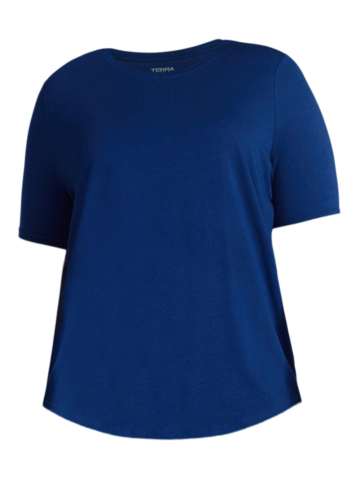 Terra & Sky Women's Plus Size Crewneck Tee with Short Sleeves, Sizes 0X-5X