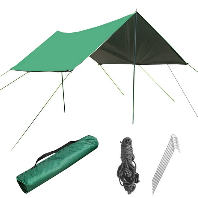 Graflsoa Auvent Extérieur Compact avec Mâtx, Vert Armée - Résistant à l'Eau, Bloquant le Soleil, et Design Portable pour le Camping et la Randonnée