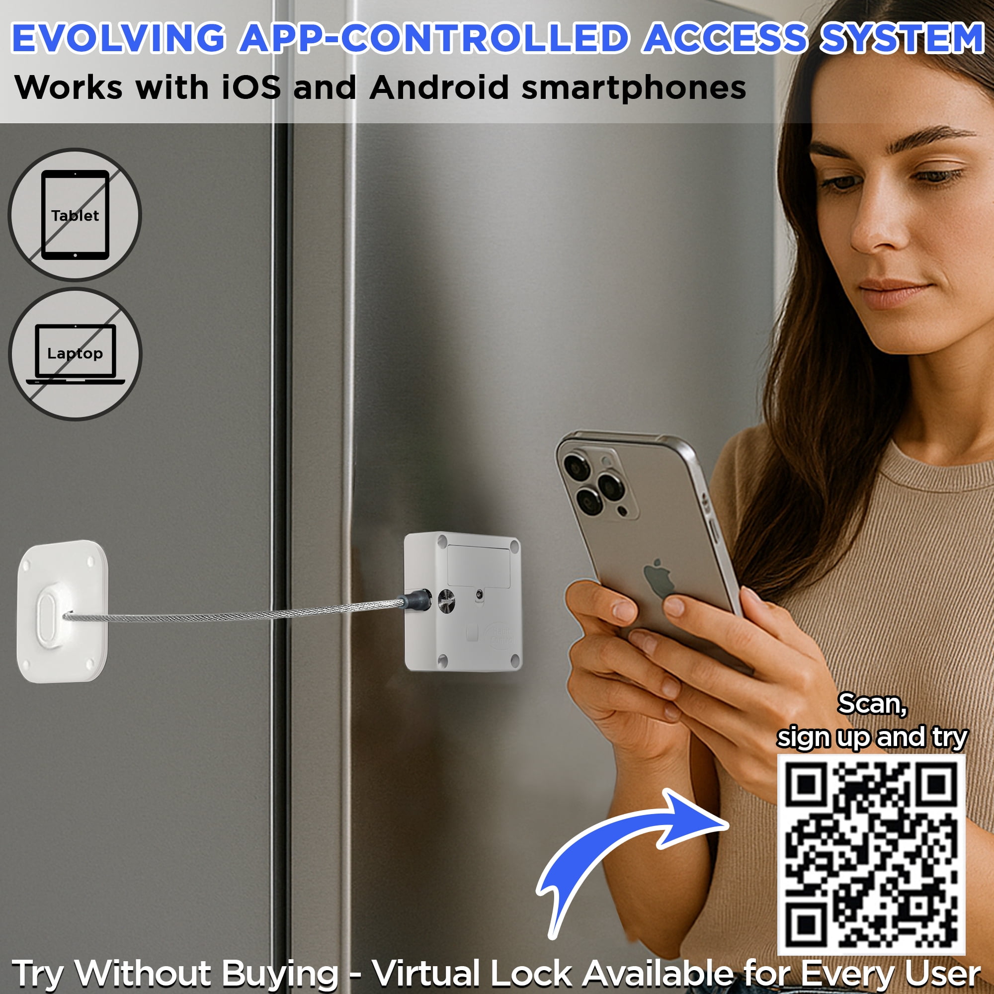 Habit Control Smart Lock - App-Controlled Access for Snacks, Food & Alcohol - 3-in-1 Modes: Timer, Schedule & Simple Lock - For Refrigerators, Cabinets, Drawers, Cupboards