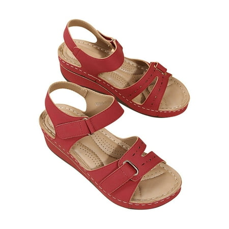 

sckarle Women’s Open Toe Ankle Strap Flatform Platform Wedge Sandals Summer Ladies Slippers Casual Women Shoes Lightweight Platform Wedges Sandals