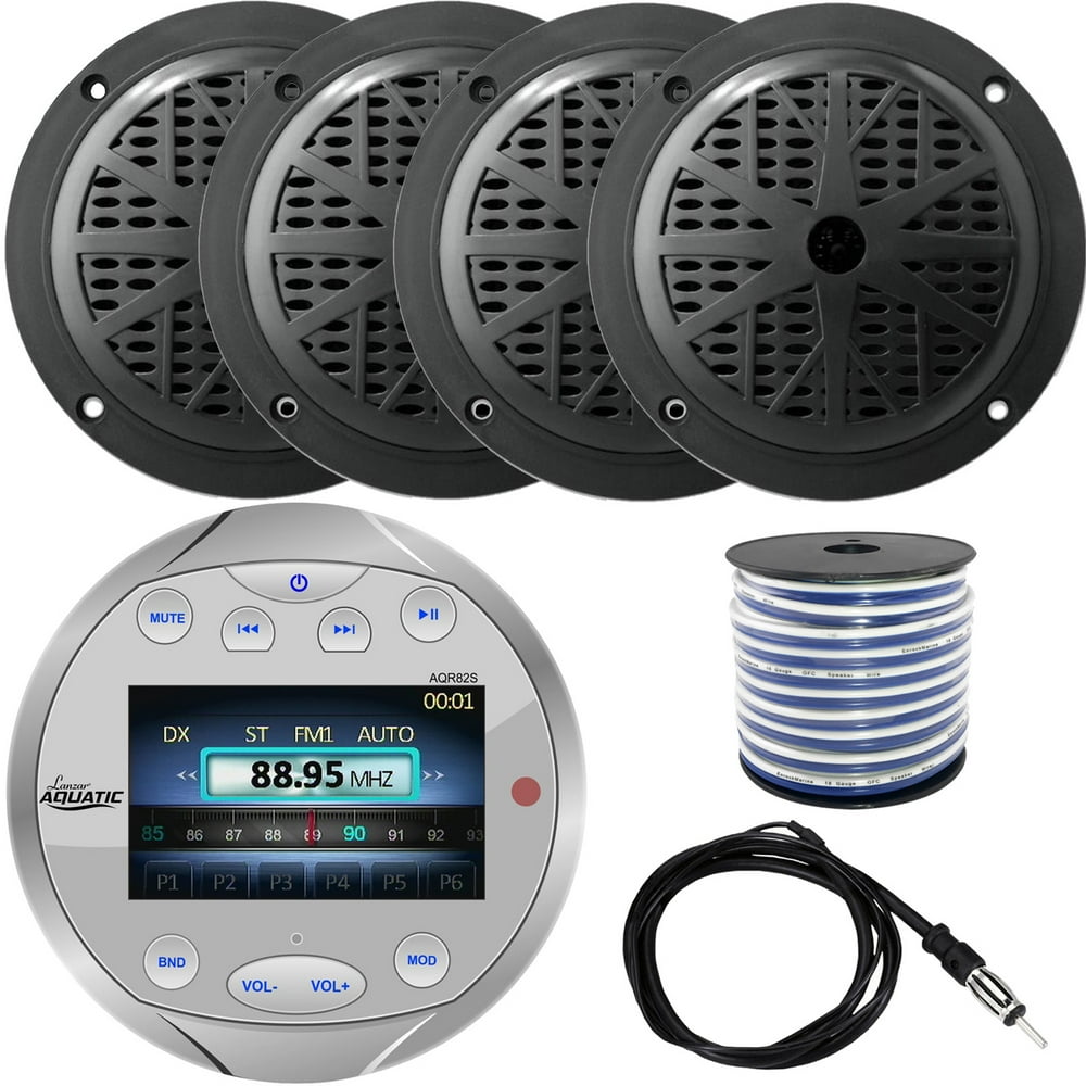 Lanzar Waterproof Bluetooth Marine Digital Media Silver Stereo Radio